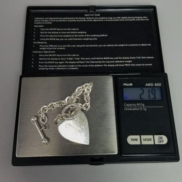 Vintage Basch Sterling Silver M Monogram Heart Charm Bracelet, Initial Letter - Picture 7 of 9